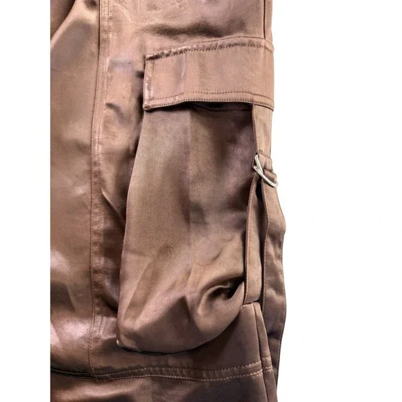 Women's Chocolate Brown Wide Leg Satin Pants Size XL - Picture 4 of 7